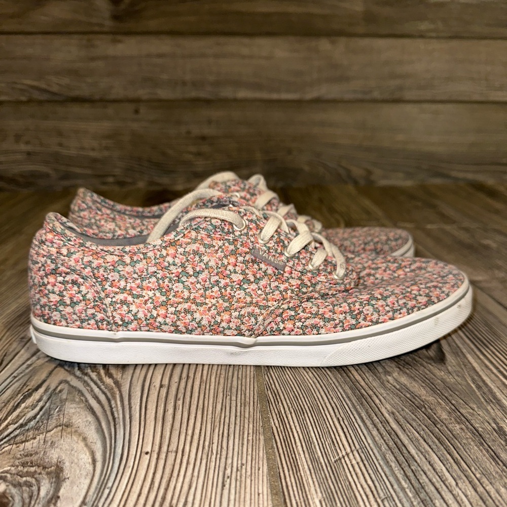Vans Floral Canvas Sneakers Low Cut Soft Cushion Heel Tiny Colorful Bubbles 8